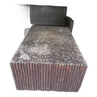 Rustic Log Mosaic Coffee Table – Solid Peeled-Log Construction, 5’ X 3’ For Sale