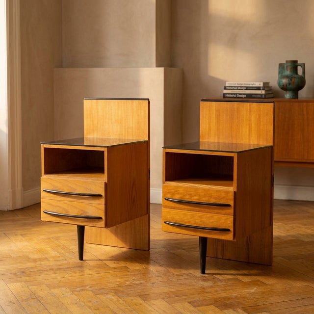 Vintage Czech Bedside Tables by Mojmir Požar, 1960s, Set of 2 For Sale - Image 4 of 11
