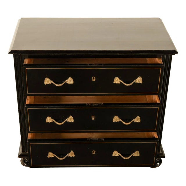 Antique Early 19th C Regency Ebonized Japanned Lacquered Pine Chest Drawers 1820 For Sale In Portland, OR - Image 6 of 12