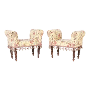 Pair of Upholstered Benches With Arms