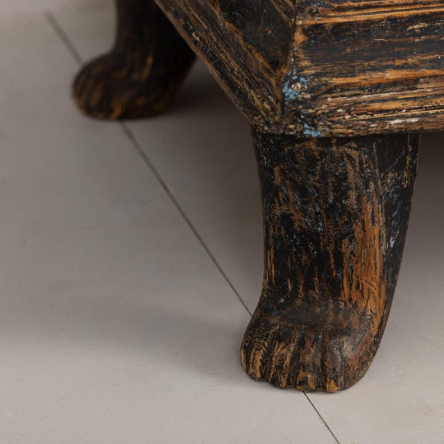 18th Century Swedish Baroque Period Cabinet in Original Paint With Bear Paw Feet For Sale - Image 11 of 18