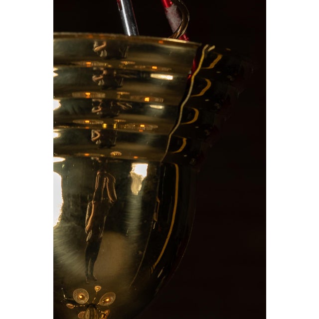 Vintage Brass Chandelier With Etched Glass Shades For Sale - Image 9 of 9