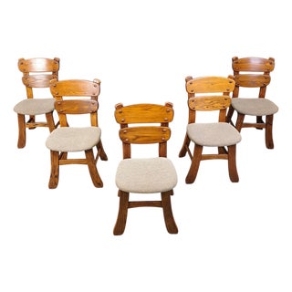 Vintage Brutalist Dining Chairs, 1960s, Set of 5 For Sale