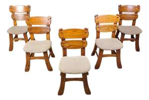 Vintage Brutalist Dining Chairs, 1960s, Set of 5