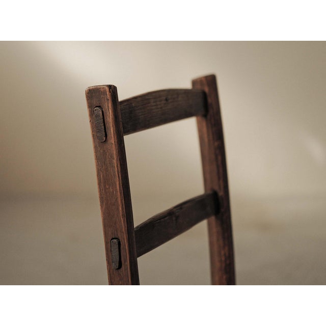 French Folk Art Wood and Rush Chair, 1900s For Sale - Image 4 of 14