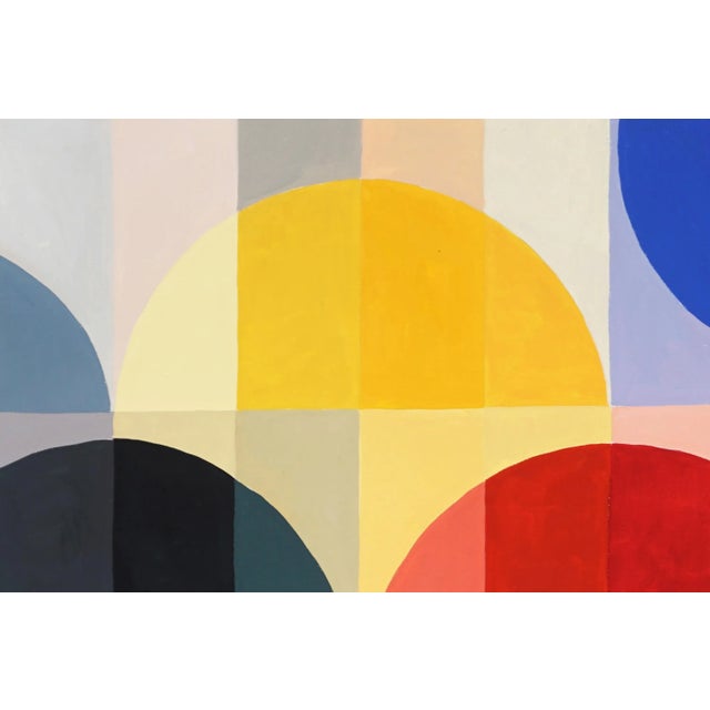 2020s 2023, Abstract Geometric Landscape of "Primary Bauhaus Tones", Acrylic Painting on Watercolor Painting Paper by Natalia Roman For Sale - Image 5 of 9