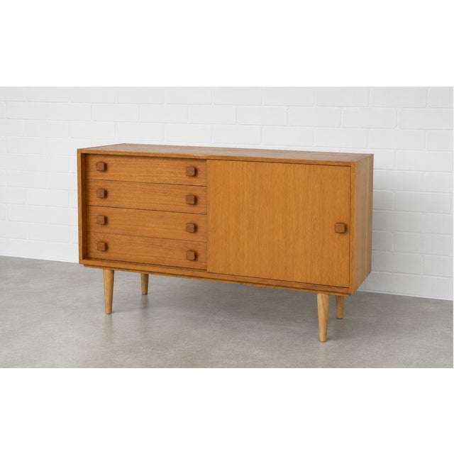 Mid Century Modern Danish Teak Sideboard by Domino Møbler | Vintage Credenza Cabinet | Scandinavian Modern Storage Console, C. 1960’s For Sale In New York - Image 6 of 14