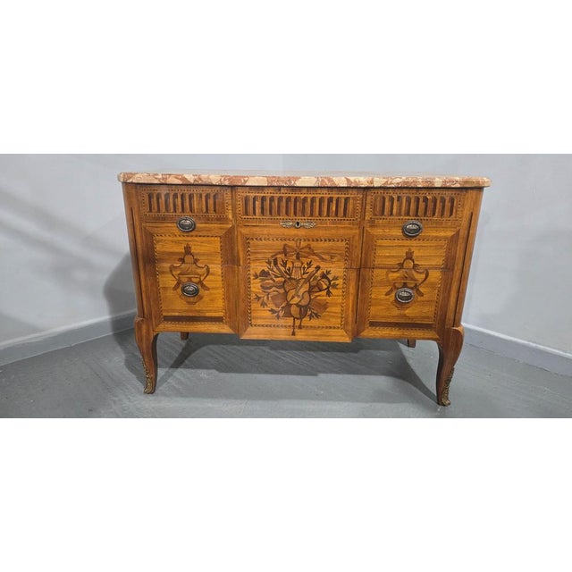 French Inlaid Commode Chest of Drawers, 1920 For Sale - Image 11 of 17