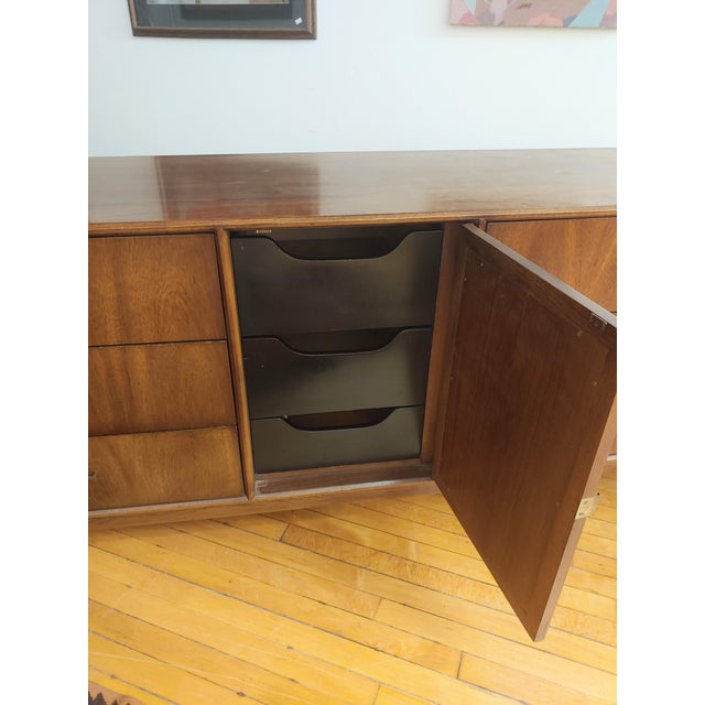 American of Martinsville Mid-20th Century Walnut & Cane Sideboard by American of Martinsville For Sale - Image 4 of 10