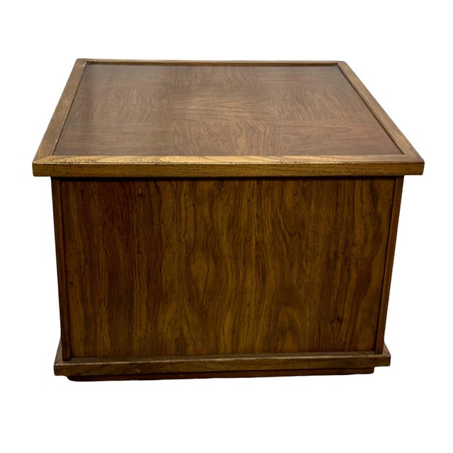 Vintage Mid Century Lane Brutalist Square Walnut Side Table Chairish