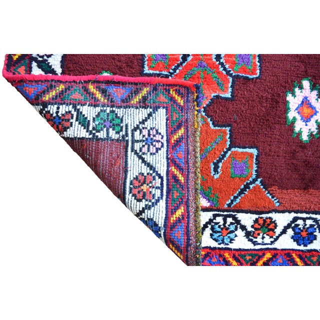 Turkish Runner Rug. Hand-Knotted Tribal Deep Pink Color Hallway Rug, Kitchen Decor - 3′ × 12′ For Sale - Image 15 of 17