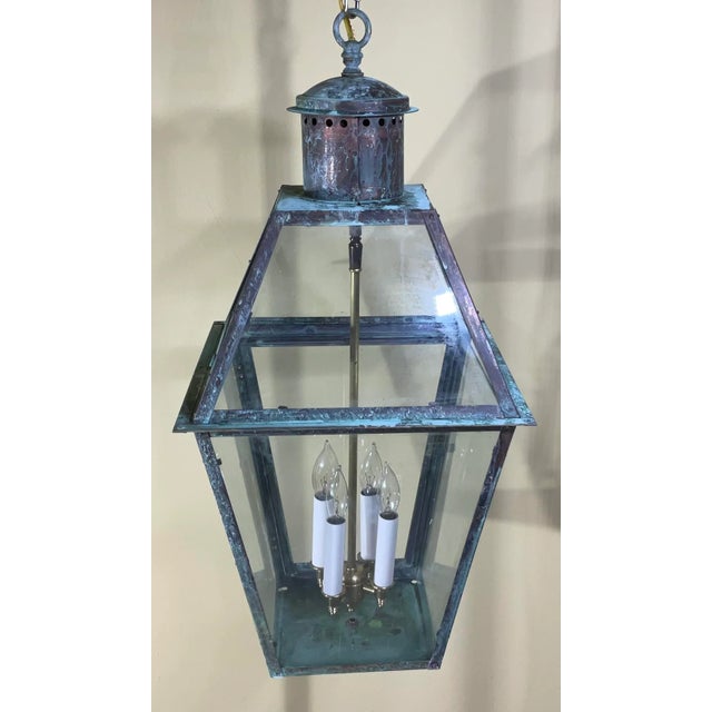 Four-Sides Hanging Copper Lantern For Sale - Image 9 of 12
