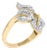 18K Yellow and White Gold Plated .925 Sterling Silver 3/8 Cttw Baguette and Round Diamond Bypass Triple Leaf Ring (I-J Color, I1-I2 Clarity) - Size 5 For Sale
