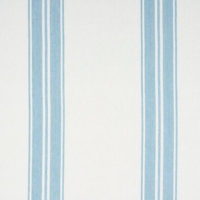 SAMPLE - Schumacher X Mark D. Sikes Brentwood Stripe Fabric In Pool For Sale