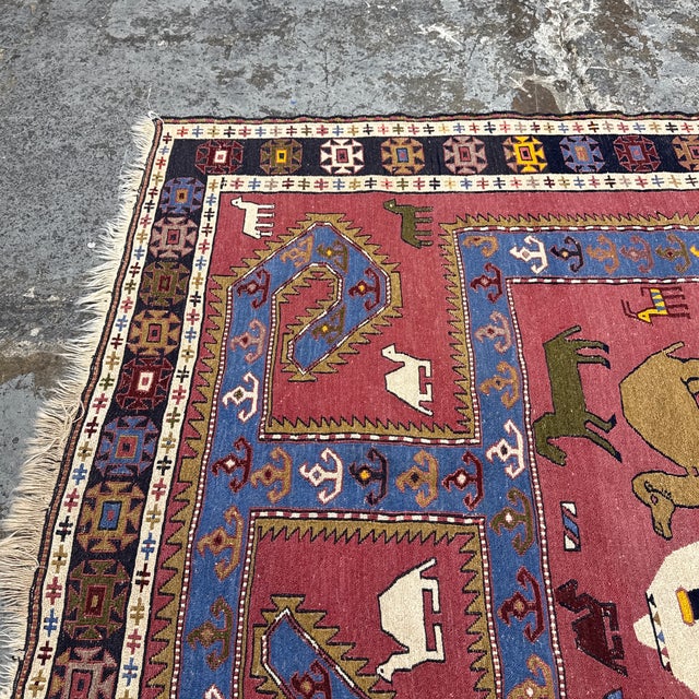 3ft 11in × 5ft 3in Azerbaijani Kilim Area Rug For Sale - Image 12 of 12