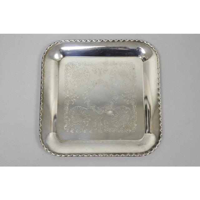 Vintage Silver Plated Victorian Style 9" Square Small Trinket Dish Platter Tray For Sale - Image 12 of 12