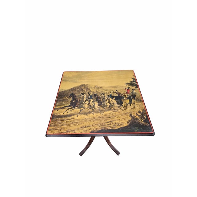 Early 20th Century Ferguson Bros. Regency Revival Tilt-Top Table With Coaching Scene For Sale - Image 9 of 9