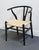 Four Hands Grass Roots Collection Solid Teak Wishbone Back Dining Arm Chair W. Rush Seat For Sale - Image 4 of 10