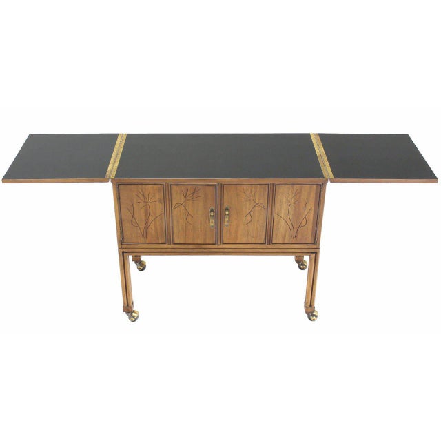 Gray Mid-Century Modern Flip Top Bar Cart Server Cabinet For Sale - Image 8 of 11
