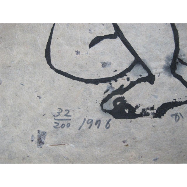 1970s Iwao Akiyama Signed Limited Edition Japanese Woodcut Print Kazumi Kneeling Nude For Sale - Image 5 of 6