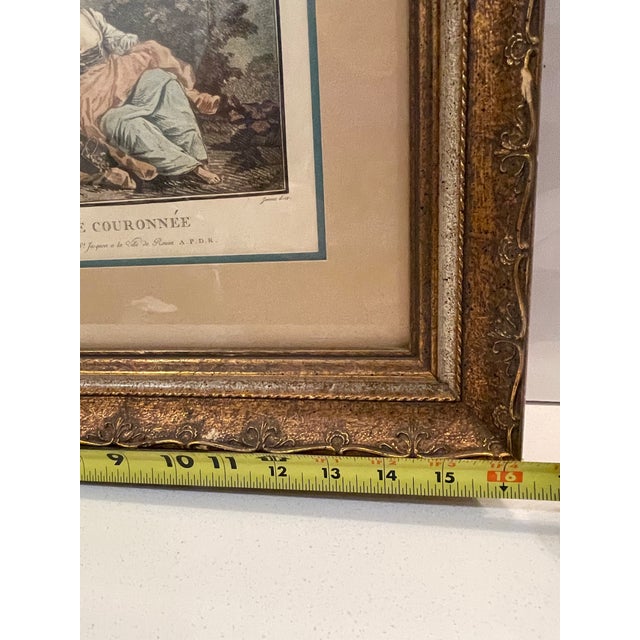 Janinet, Jean-Francois (1752 - 1814). After Francois Boucher. “Bergère Couronnée“ (Musée Du Louvre) Lavis-Method Engraving, Late 18th-Early 19th C. For Sale - Image 10 of 12