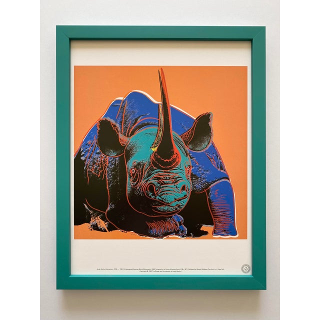 Andy Warhol Estate Vintage 1989 Endangered Species Framed Lithograph Pop Art Print " Black Rhinoceros " 1983 For Sale - Image 16 of 16