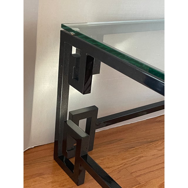 Black Lacquered Coffee Table Greek Key Accent For Sale - Image 10 of 10