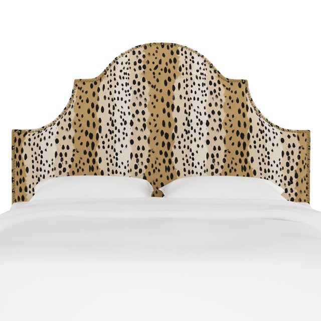 Transitional Halsted Headboard in Caramel Linen Leopard, California King For Sale - Image 3 of 6