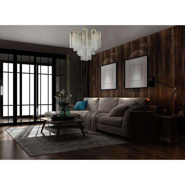 Fantastic Murano Glass Tube Chandelier - 36 glass tube Italian vintage chandelier in Murano glass and nickel-plated metal...