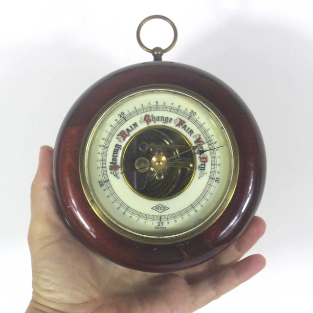 Brass Vintage German Barometer for on the Wall For Sale - Image 8 of 8