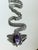 Vintage 1970s Silver Tone Butterfly Pendant Necklace With Purple Banded Agate Cabochon For Sale - Image 11 of 15