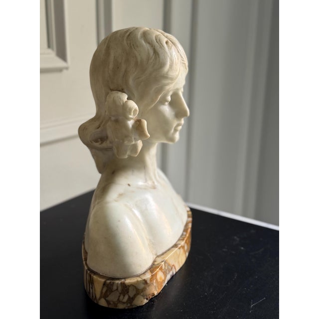 Late 20th Century Heavy Marble Sculpture of a Young Girl Bust 12"x12" - 33 Pound For Sale - Image 10 of 14