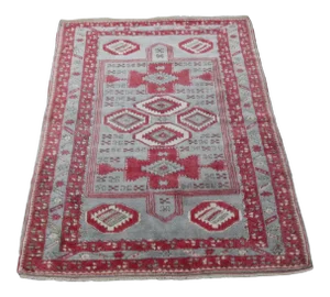1970s Handmade Wool Turkish Rug -4' 3'' X 5' 9''