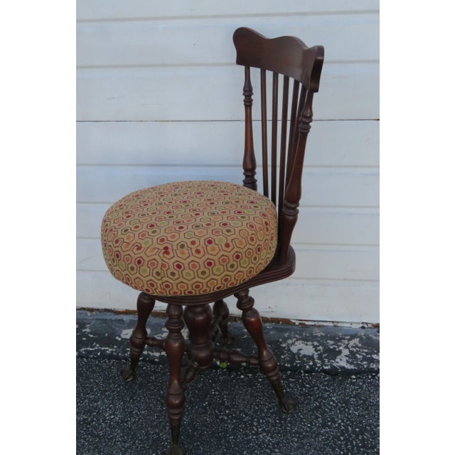 Brown Early 1900s Claw Feet Piano Stool Chair For Sale - Image 8 of 13