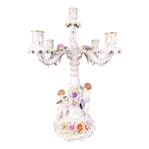 Vintage Von Schierholz Porcelain Candelabra Cherub Putti Candelabra, Germany