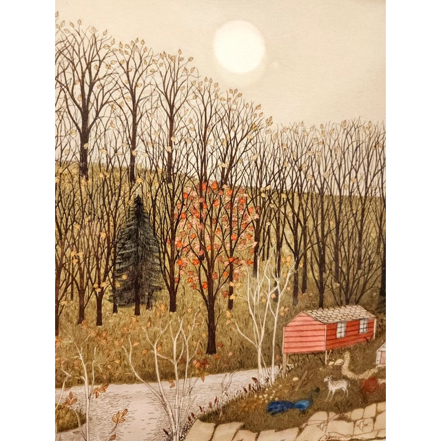 Final Clearance Cuca Romley b.1933 Signed Folk Art American Lifestyle Painted Etched Drawing of 20th Century For Sale - Image 12 of 18