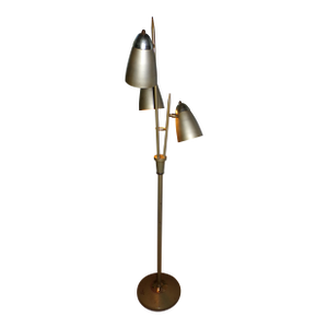 Vintage Mid Century Modern Avocado Cone Bullet Light Metal Floor Lamp Industrial