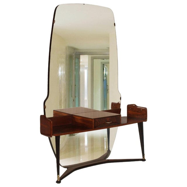 Elegant and highly distinctive Italian vanity or dressing table dating from the early 1950s, bearing the label of La...