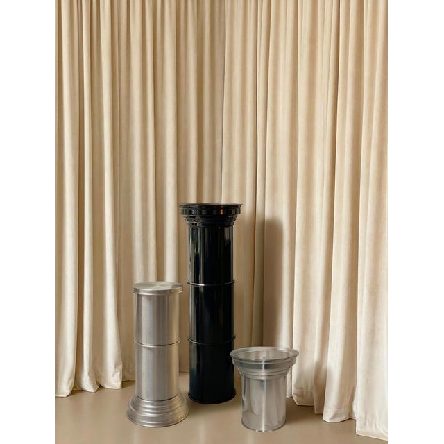 Rl 11 Cylindrical Pedestal in Brushed Aluminum by Caspal For Sale - Image 4 of 7