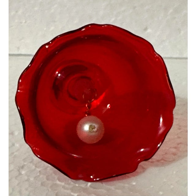 Gorham Vintage 20th Century Crystal & Glass Red Holiday Bells- Set of 3 For Sale - Image 4 of 12