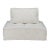 Modern square ivory cushion lounge chair / sectional. Tufted low profile soft white, ivory, and beige fabric woven...