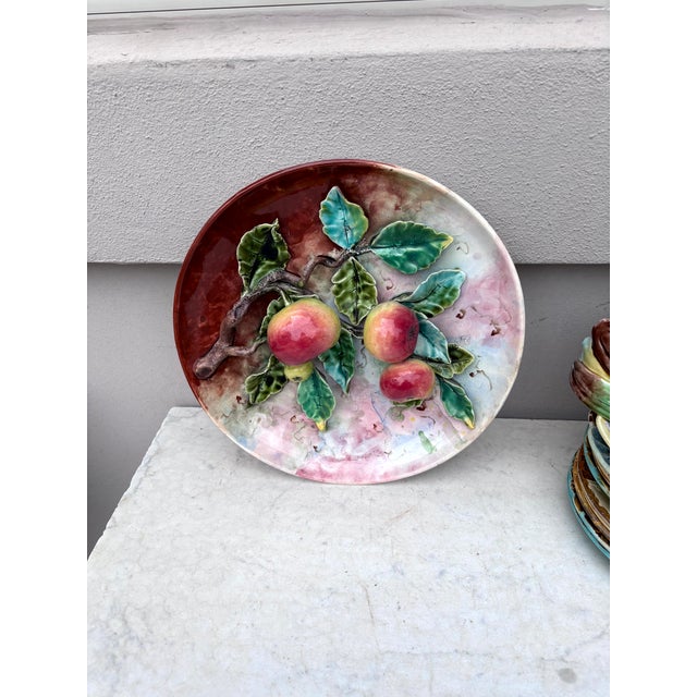 19th Century French Majolica Apples Fives Lille Platter For Sale - Image 4 of 6