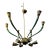 1960s Mid-Century Modern Green Painted Metal and Brass Italian Chandelier For Sale