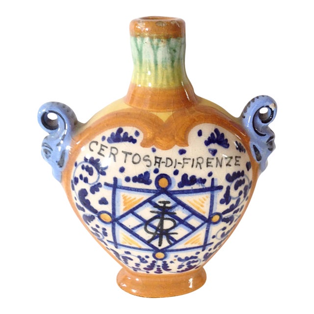 Blue and Orange Italian Bottle For Sale