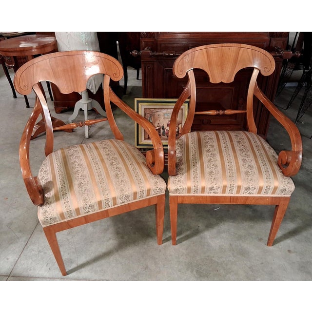 Biedermeier Armchairs in Light Wood, 1800s, Set of 2 For Sale - Image 5 of 8