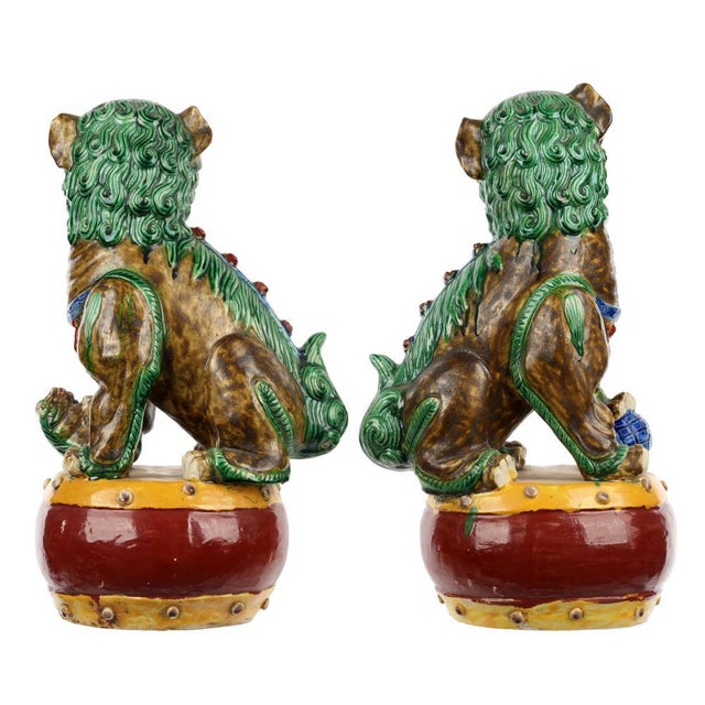 19th Century Chinese Sancai Glazed Foo Dogs For Sale - Image 4 of 8