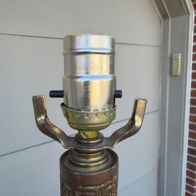 Mid 20th Century Chinese Archaistic Cast Brass Dragon Table Lamp - Attributed to James Mont For Sale - Image 17 of 18