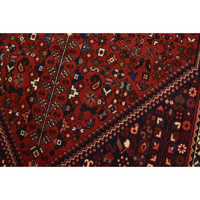 Abadeh Rug 3’5” X 4’11” Red Wool Vintage Tribal Hand-Knotted Carpet For Sale - Image 4 of 12
