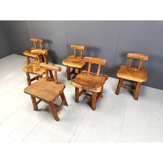 Vintage Brutalist Sculptural Dining Chairs, 1960s, Set of 6 For Sale - Image 6 of 11