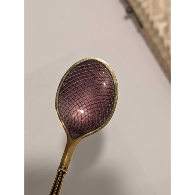 Mid 20th Century A. Michelsen Sterling Silver & Guilloche Enamel Demitasse Spoon Set - 6pcs For Sale - Image 9 of 11